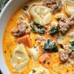 One-Pot Creamy Sausage Tortellini Soup