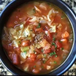 Soup made with cabbage and other vegetables