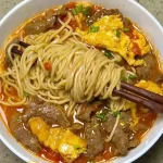Tomato Egg and Beef Noodle Soup