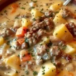 Creamy Potato, Ham, and Cheese Soup