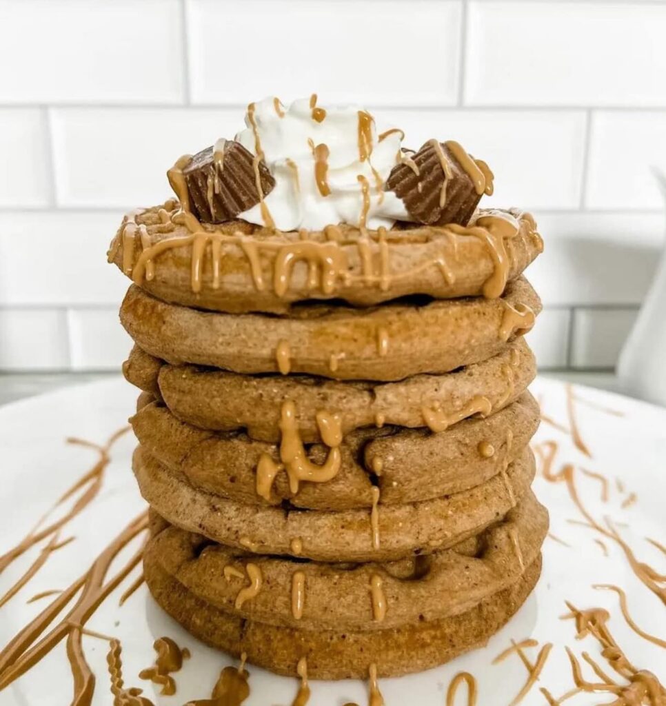 Mini Reese’s Peanut Butter Protein Waffles