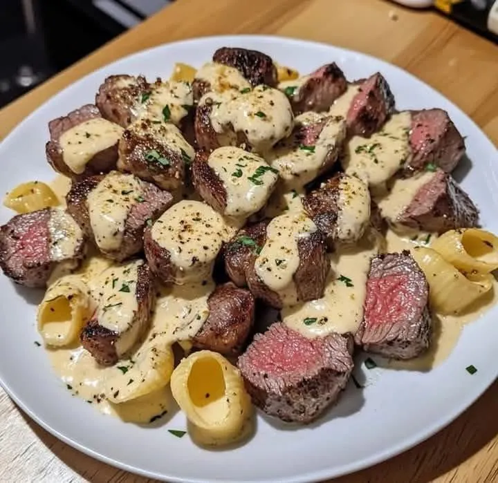 Garlic Butter Steak Bites with Creamy Parmesan Shells