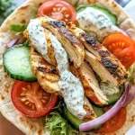 Greek Chicken Pita Wrap with Tzatziki & Fresh Veggies