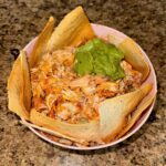 Light Chicken Taco Bowl with Guacamole and Crispy Tortilla