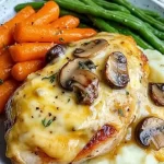 WW-Friendly Cheesy Mushroom Chicken with Mashed Potatoes & Veggies