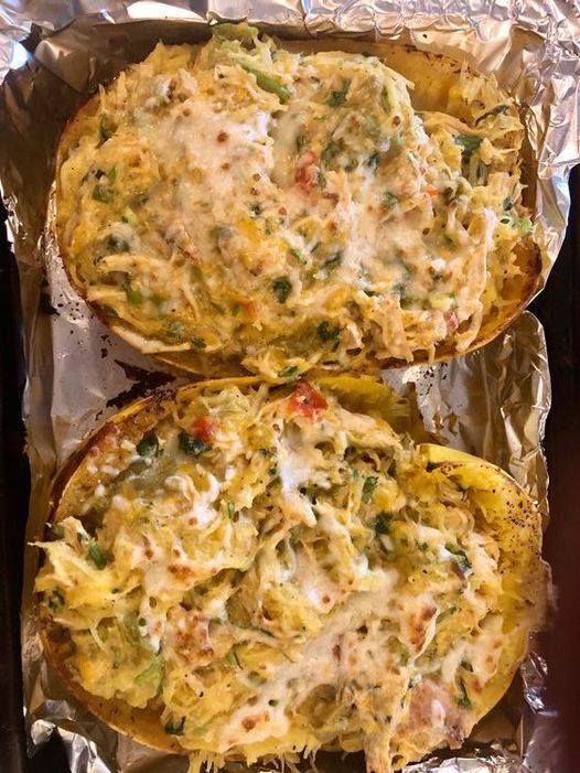 Mexican Chicken Stuffed Spaghetti Squash