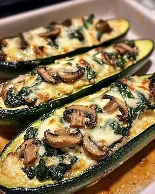 Spinach, Mushroom & Ricotta Zucchini Boats – WW Friendly