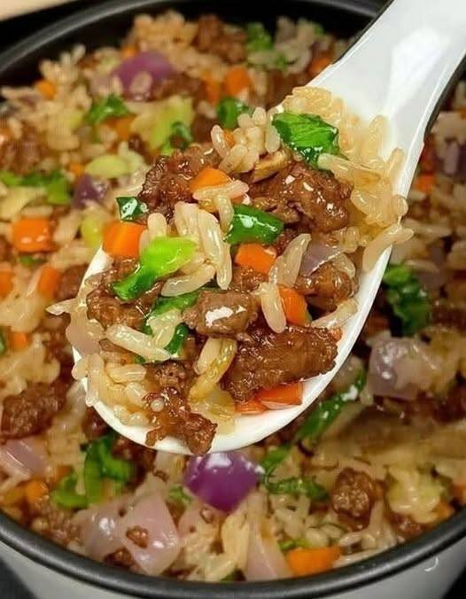 Onion Beef Fried Rice (Lightened)
