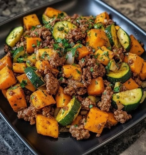 Low-Point Ground Beef, Zucchini & Sweet Potato Skillet (WW Friendly)