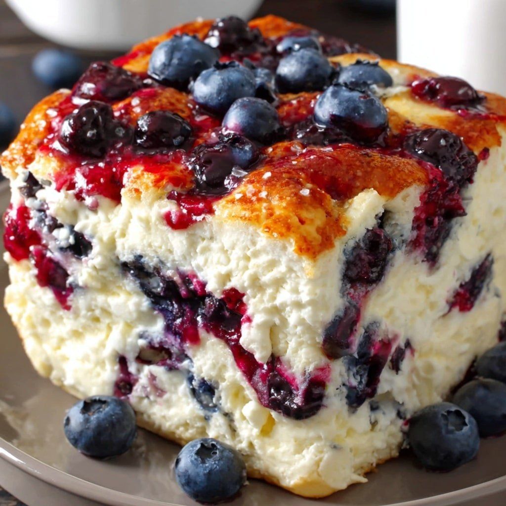 Ultra Low-Point Blueberry Almond Breakfast Casserole (WW Friendly)
