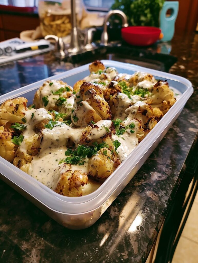 WW-Friendly Creamy Garlic Roasted Cauliflower